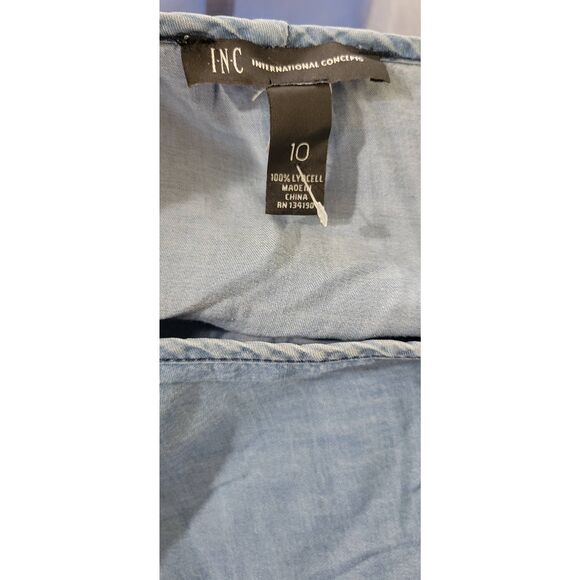 INC International Concepts Womens Sz 10 Chambray Spaghetti Strap Cold Shoulder - Picture 7 of 7